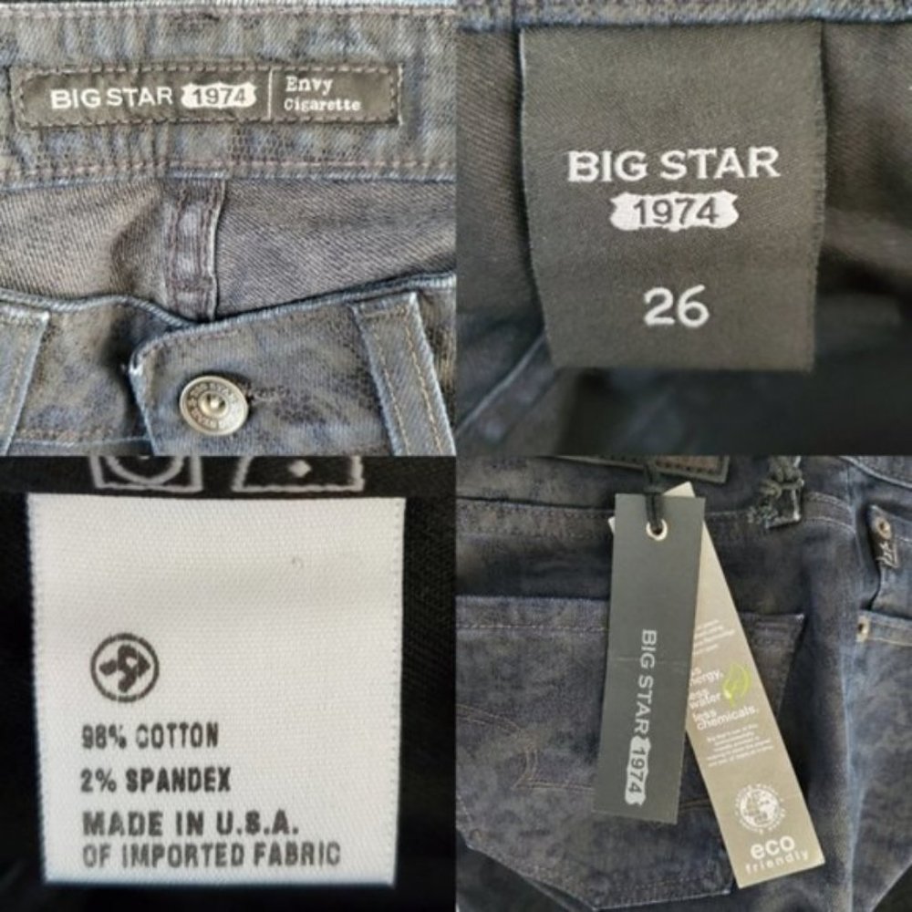 Big Star Envy Low Rise Cigarette Skinny Jeans Floral Lace Print Navy Blue 26 NWT - Picture 6 of 6